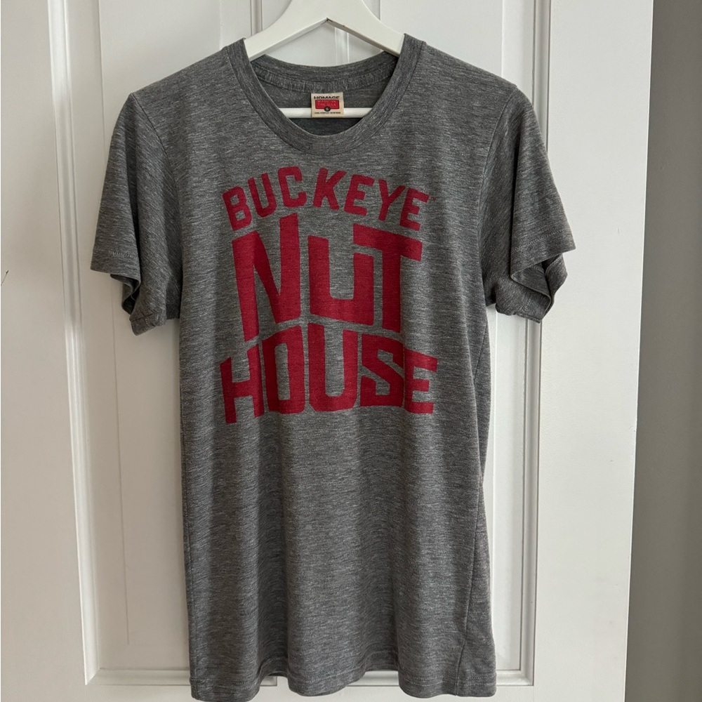 Vintage Ohio State Buckeye Nut House Grey Short Sleeve T-Shirt Homage